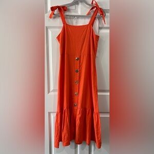 Emma and Michele Strappy Linen Infused Midi Dress Sz M Tropical Beach Vacation